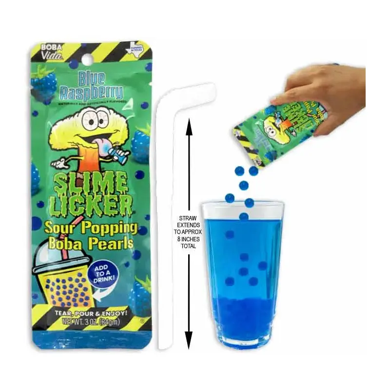 Slime Licker Sour Popping Boba Pearls - Blue Raspberry: 10-Piece Display