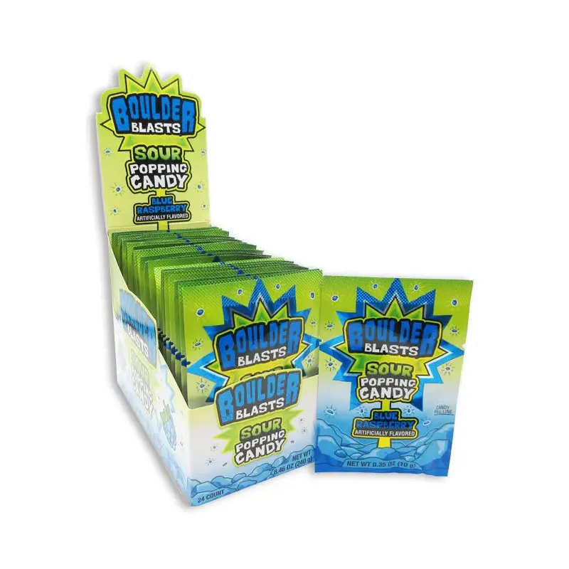 Boulder Blasts Sour Popping Candy - Blue Raspberry: 24-Piece Box
