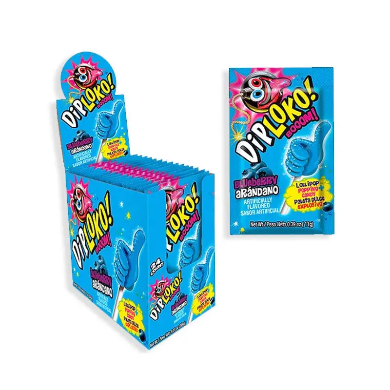 Dip Loko Lollipop with Popping Candy - Blueberry: 24-Piece Box