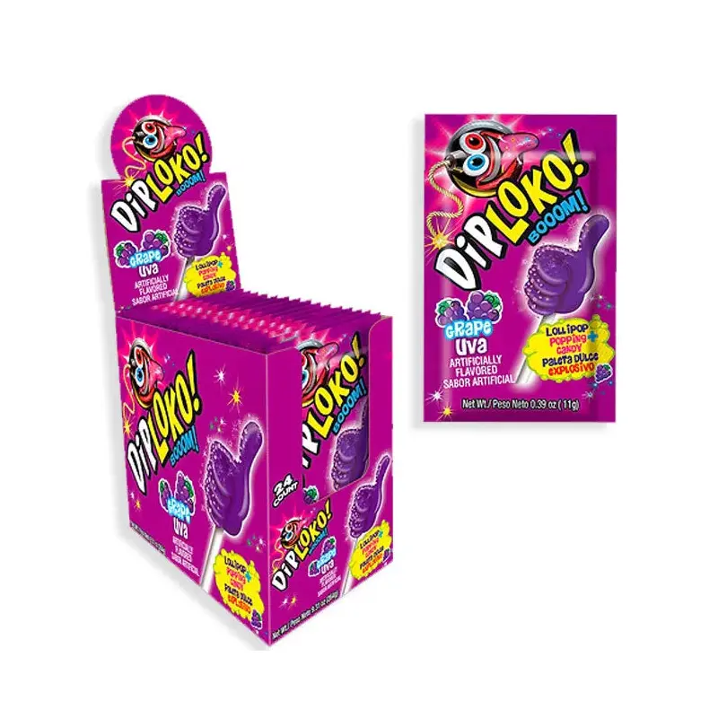 Dip Loko Lollipop with Popping Candy - Grape: 24-Piece Box