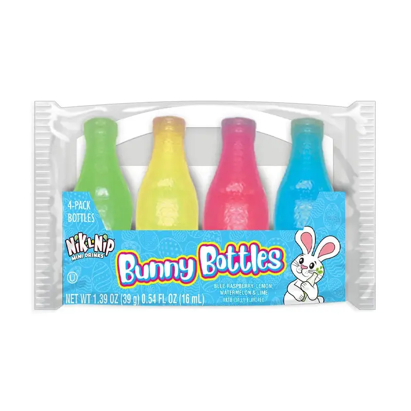 Nik-L-Nip Bunny Wax Bottles Candy 4-Packs: 18-Piece Box