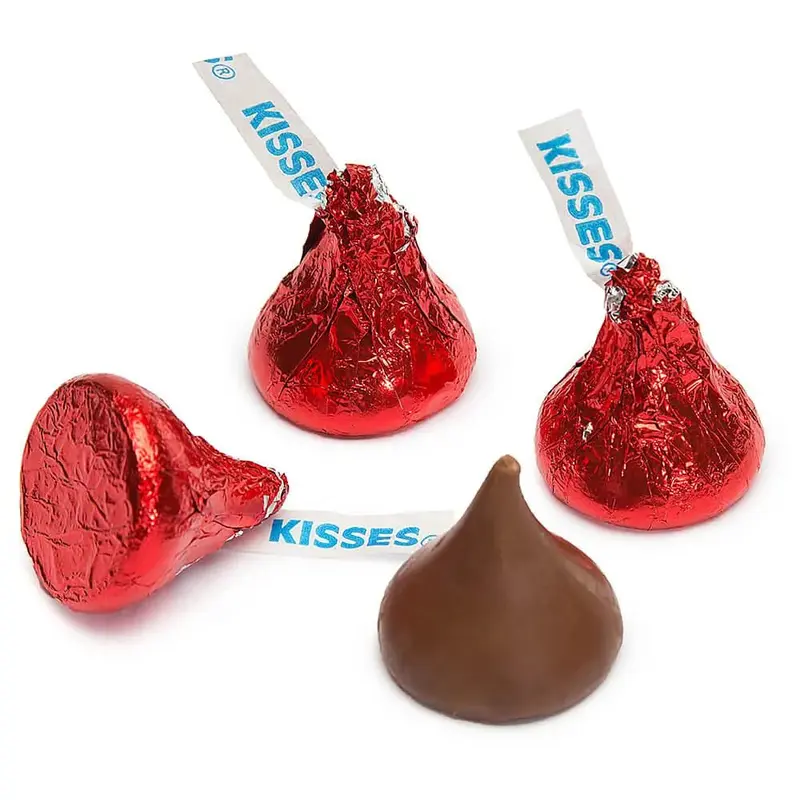 Hershey's Kisses Red Foiled Milk Chocolate Candy: 11LB Case