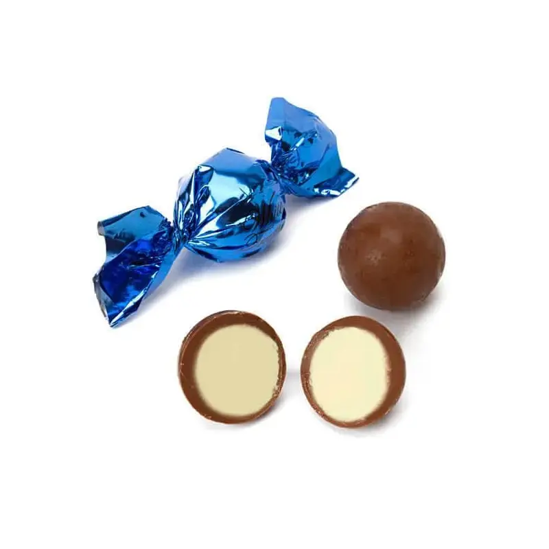 Madelaine Blue Foiled White Chocolate Filled Truffles: 30-Piece Tub