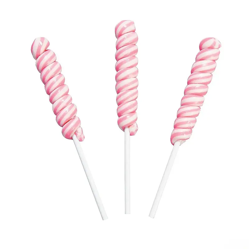 Mini Pink Twisty Pops - Strawberry: 24-Piece Bag