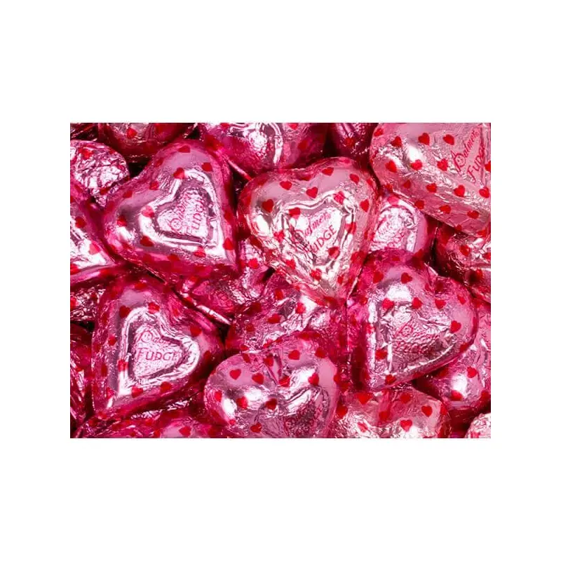 Palmer Pink Foiled Fudge Filled Chocolate Hearts: 4LB Bag