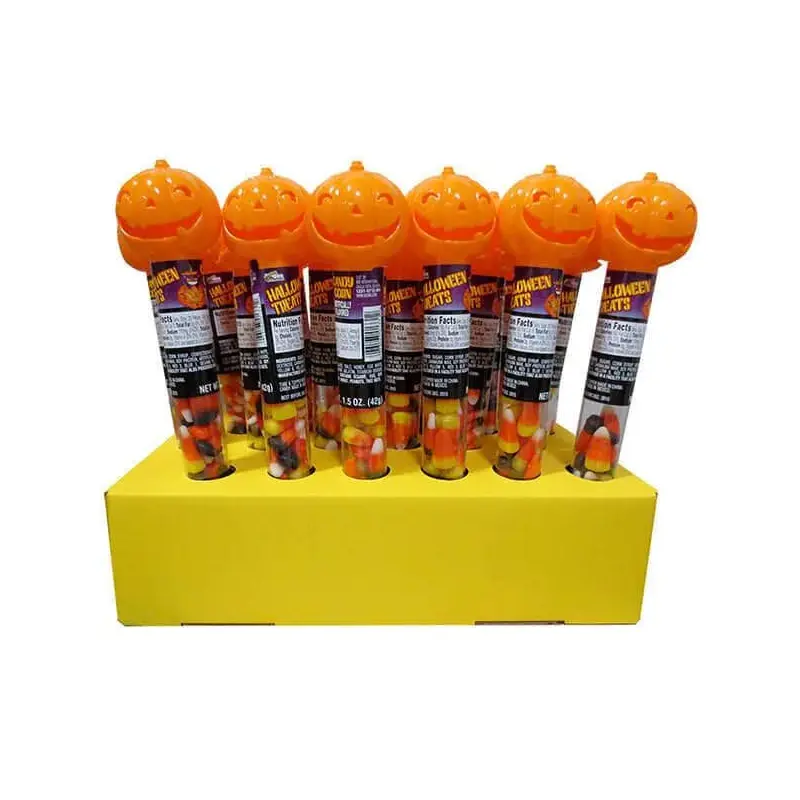Bee International Pumpkin Topped Tubes with Candy Corn: 24-Piece Box