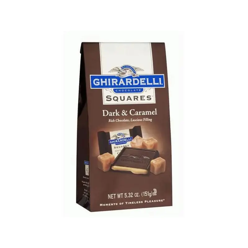 Ghirardelli Dark Chocolate Squares with Caramel Filling 5-Ounce Bags: 6-Piece Box
