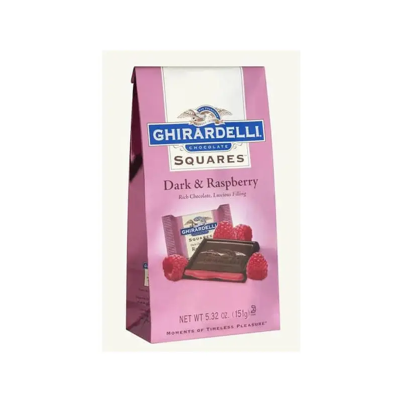 Ghirardelli Dark Chocolate Squares with Raspberry Filling 5-Ounce Bags: 6-Piece Box