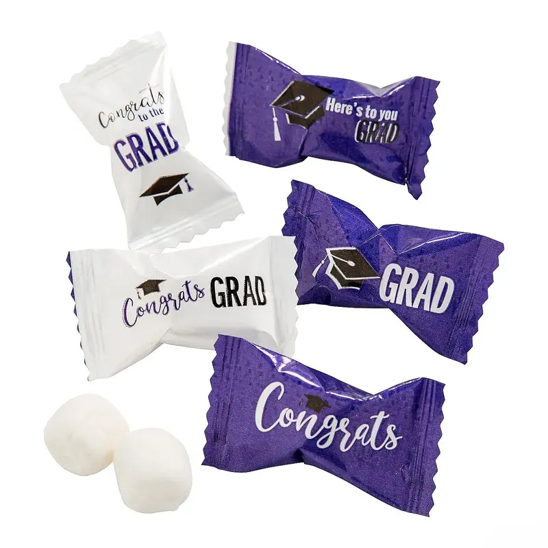 Graduation Themed Purple Wrapped Butter Mint Creams: 108-Piece Bag