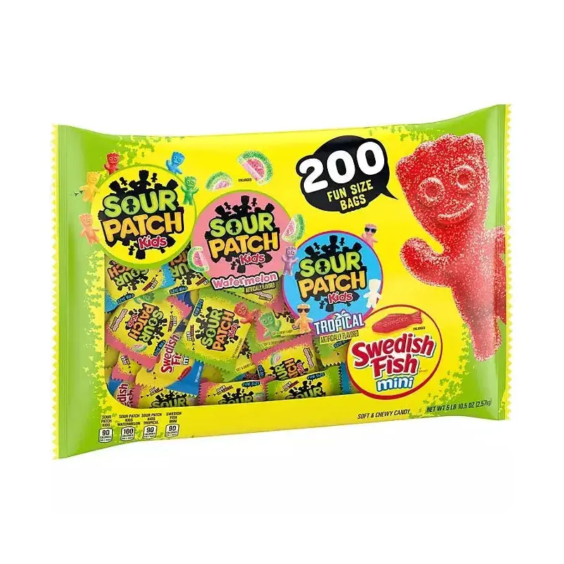 Sour Patch Kids and Swedish Fish Candy Packs Assortment: 200-Piece Bag