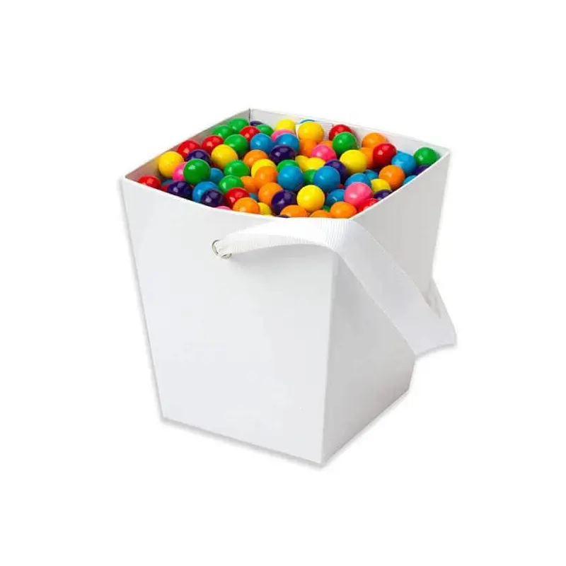 White Cardboard Buckets with Ribbon Handles: 6-Piece Set