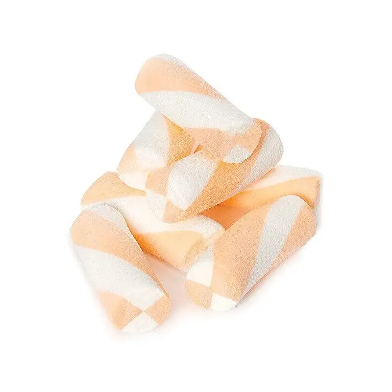 Puffy Poles Jumbo Marshmallow Twists - Peach: 1KG Bag