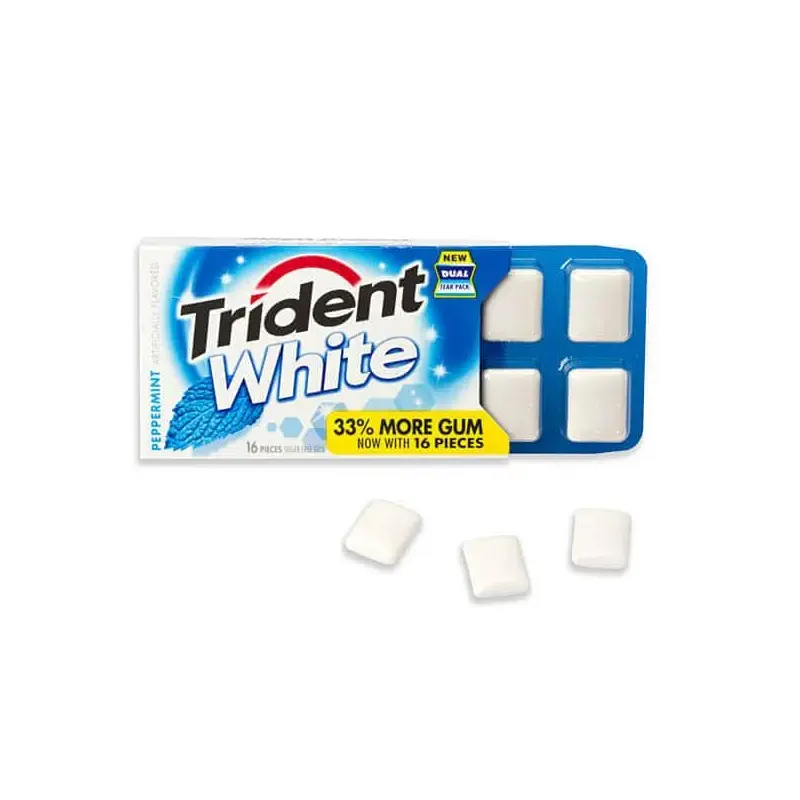 Trident White Peppermint Sugar Free Gum Packs: 9-Piece Box