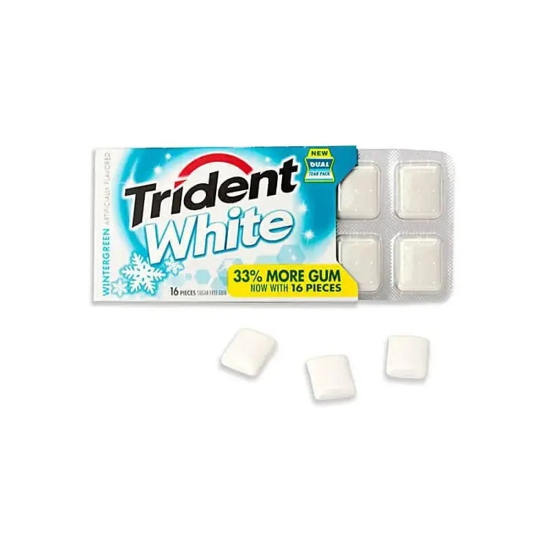Trident White Wintergreen Sugar Free Gum Packs: 9-Piece Box