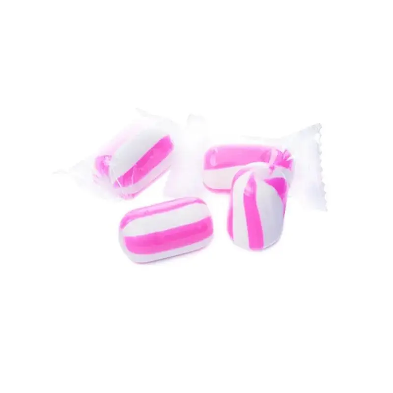 YumJunkie Sassy Cylinders Strawberry Pink Striped Hard Candy: 5LB Bag