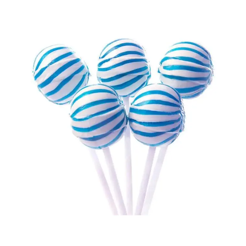 YumJunkie Sassy Spheres Blueberry Blue Striped Ball Lollipops: 100-Piece Bag