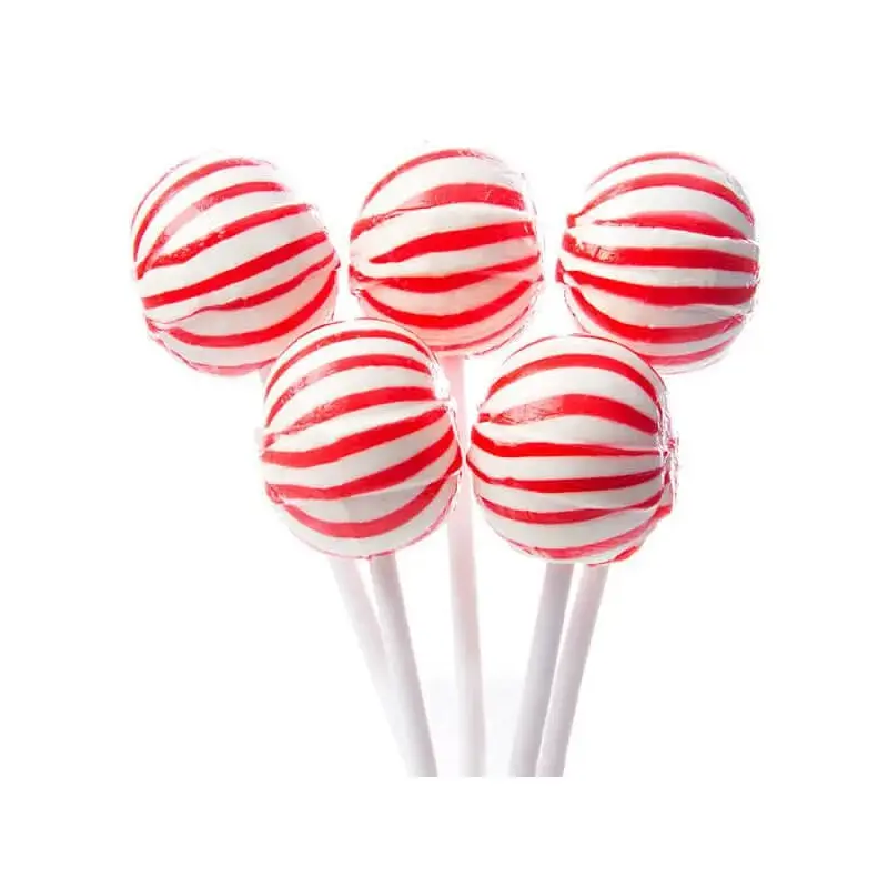 YumJunkie Sassy Spheres Cherry Red Striped Ball Lollipops: 100-Piece Bag