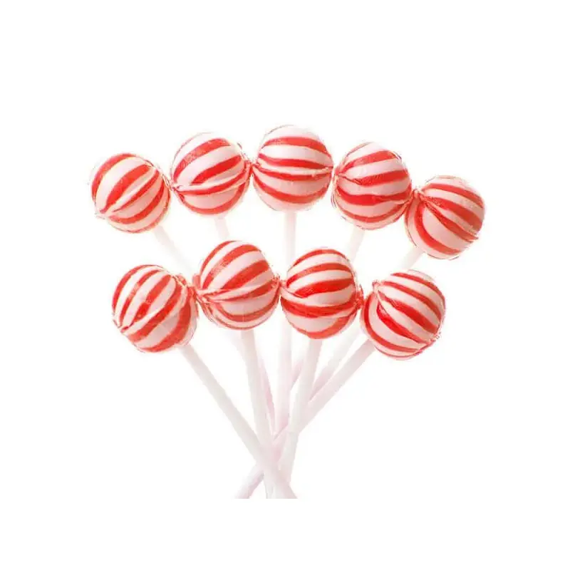 YumJunkie Sassy Spheres Cherry Red Striped Ball Lollipops - Petite: 400-Piece Bag
