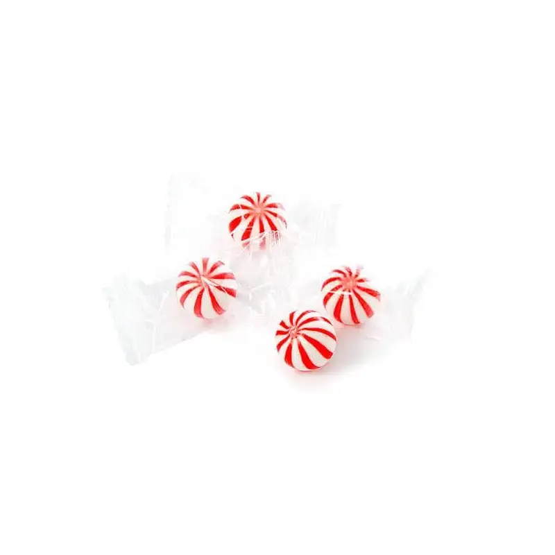 YumJunkie Sassy Spheres Cherry Red Striped Candy Balls - Petite: 5LB Bag