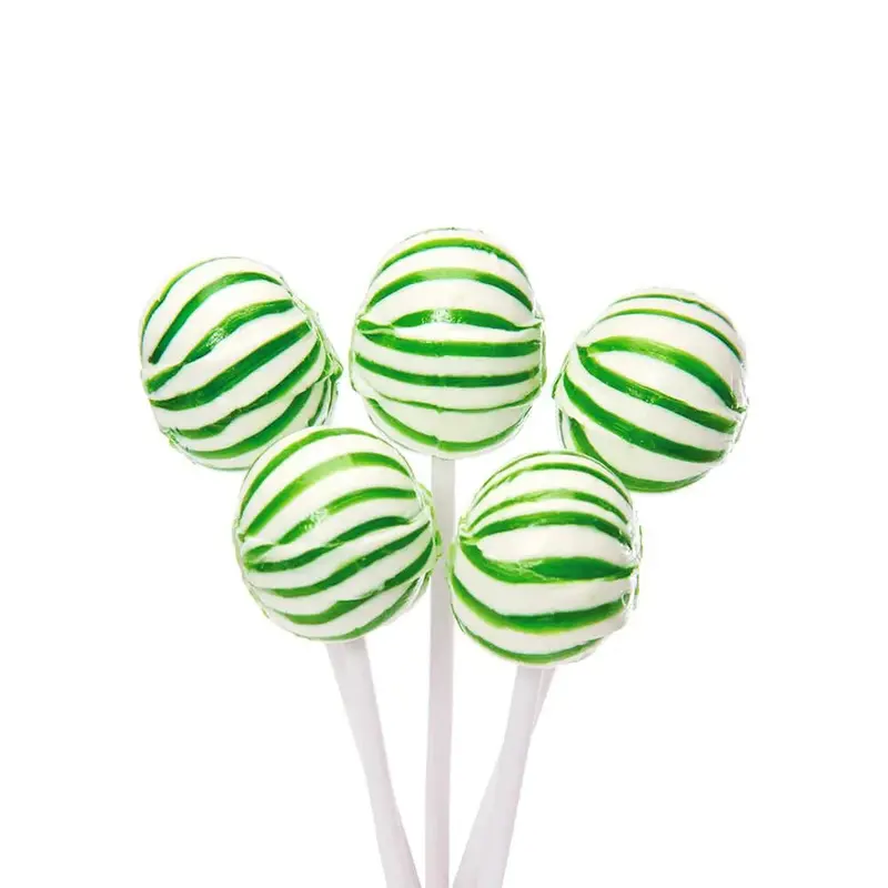 YumJunkie Sassy Spheres Lime Green Striped Ball Lollipops: 100-Piece Bag