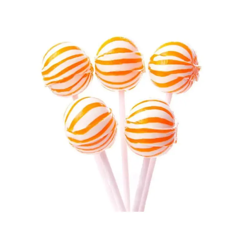 YumJunkie Sassy Spheres Orange Striped Ball Lollipops: 100-Piece Bag