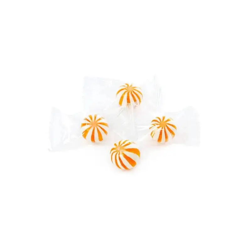 YumJunkie Sassy Spheres Orange Striped Candy Balls - Petite: 5LB Bag