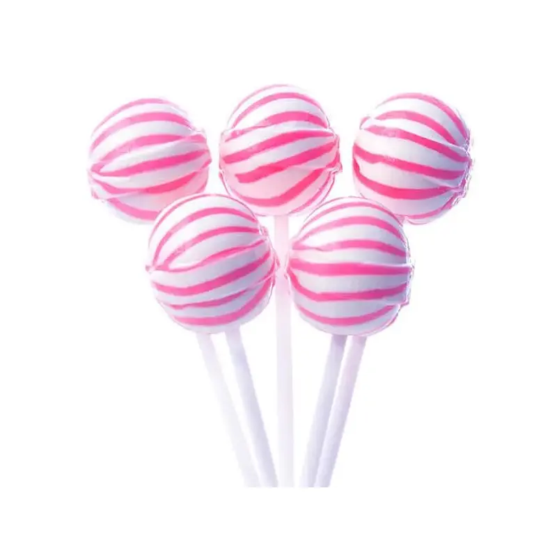 YumJunkie Sassy Spheres Strawberry Pink Striped Ball Lollipops: 100-Piece Bag