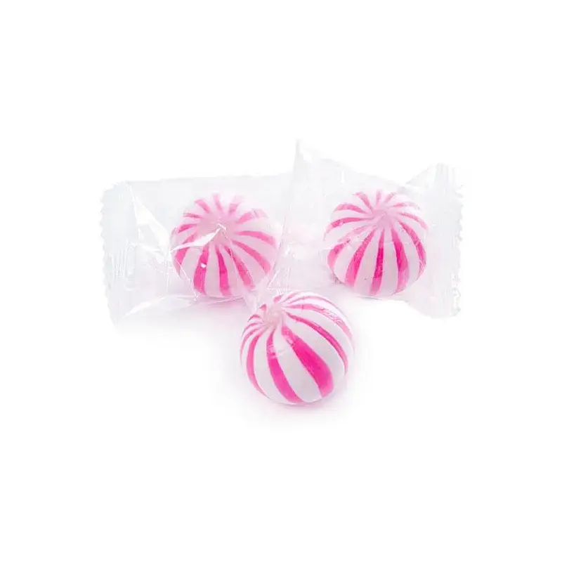 YumJunkie Sassy Spheres Strawberry Pink Striped Candy Balls: 5LB Bag
