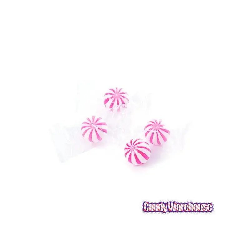 YumJunkie Sassy Spheres Strawberry Pink Striped Candy Balls - Petite: 5LB Bag