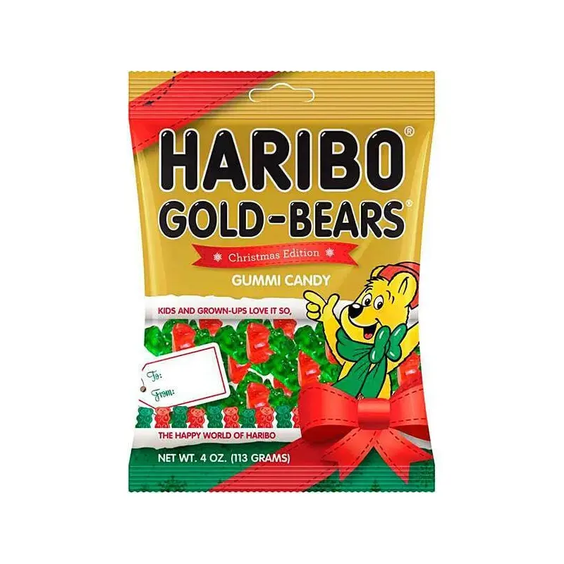 Haribo Christmas Gold-Bears Gummy Bears Candy: 3LB Box