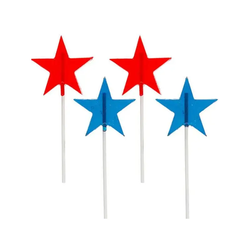 USA Stars Hard Candy Lollipops: 12-Piece Pack