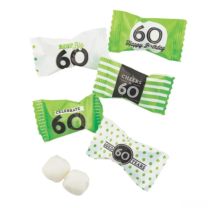 60th Birthday Wrapped Butter Mint Creams: 108-Piece Bag