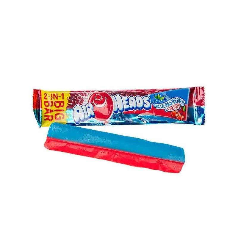 AirHeads Big Bar Taffy Candy - Blue Raspberry and Cherry: 24-Piece Box