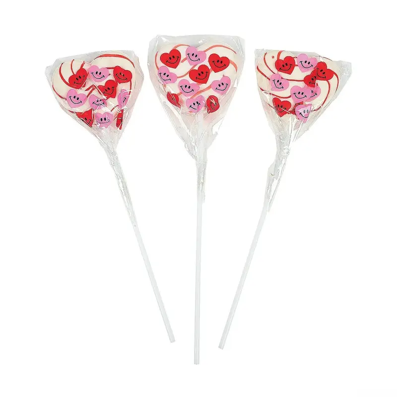 Heart Shaped Smiley Swirl Pops: 12-Piece Box