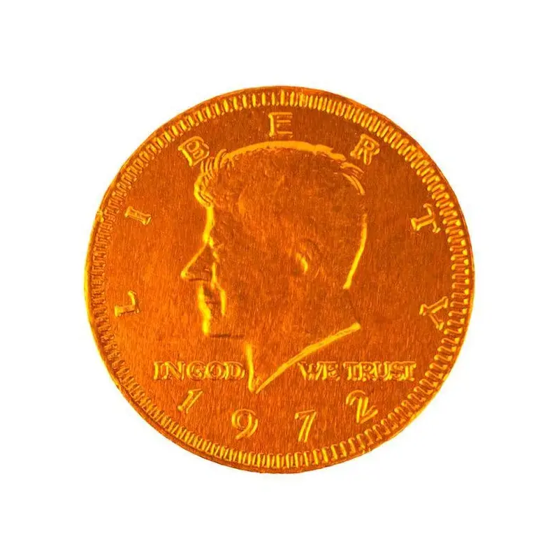 Orange Foiled Milk Chocolate Coins: 1LB Bag