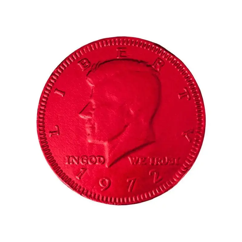Red Foiled Milk Chocolate Coins: 1LB Bag