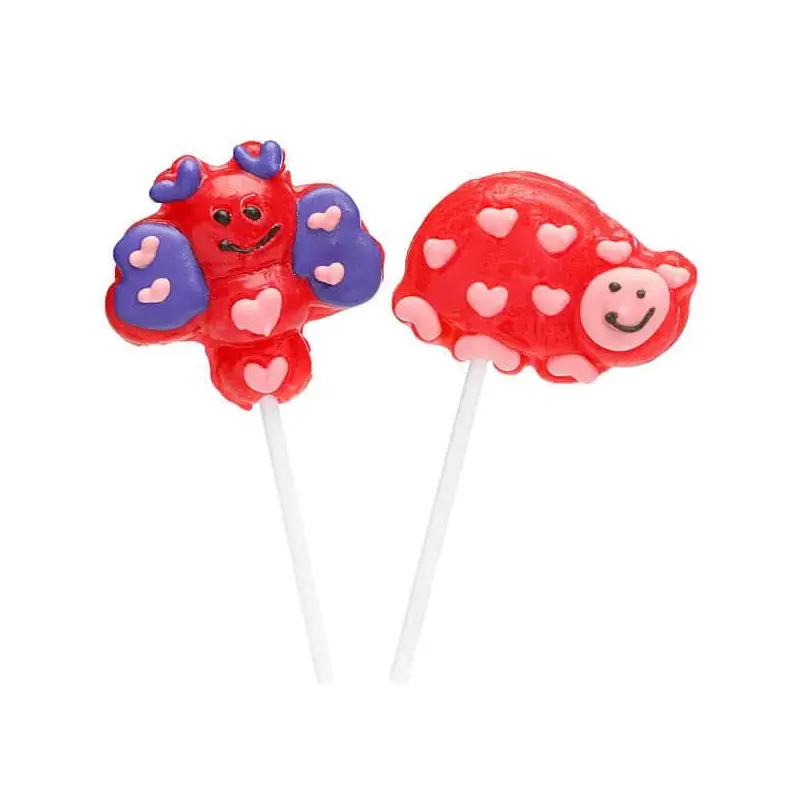 Valentine Bug Character Lollipops: 12-Piece Box