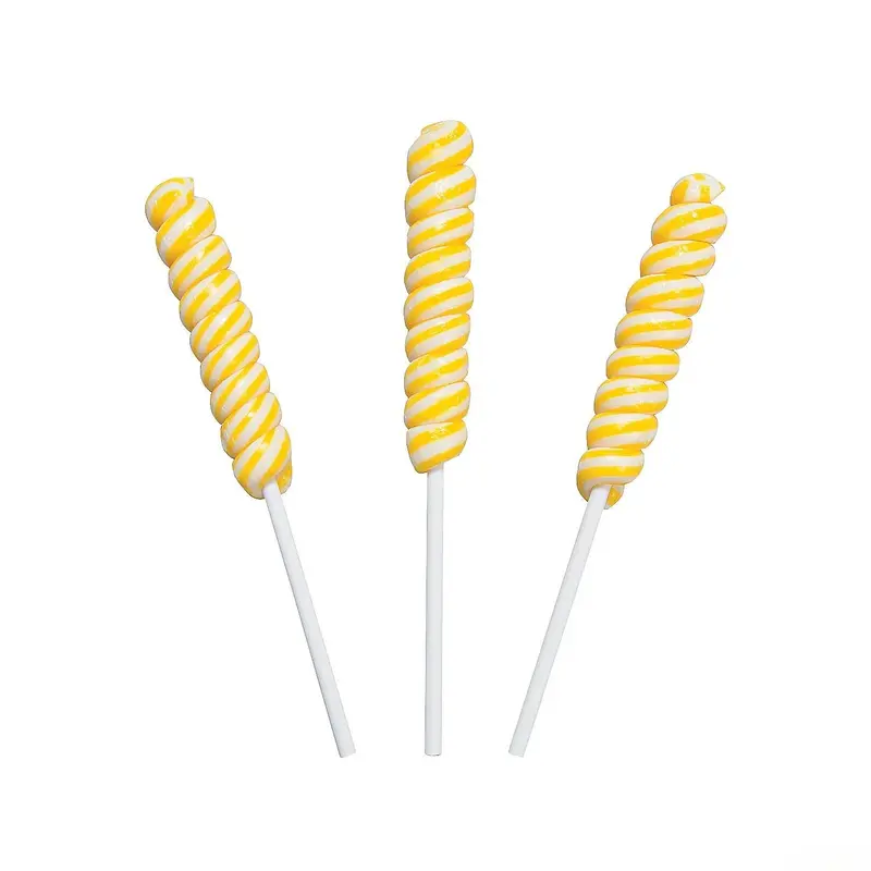 Mini Yellow Twisty Pops - Lemon: 24-Piece Bag