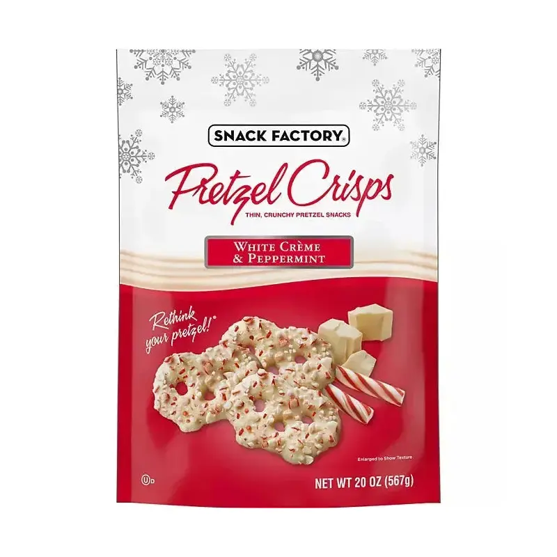 Snack Factory White Creme & Peppermint Covered Pretzels: 20-Ounce Bag