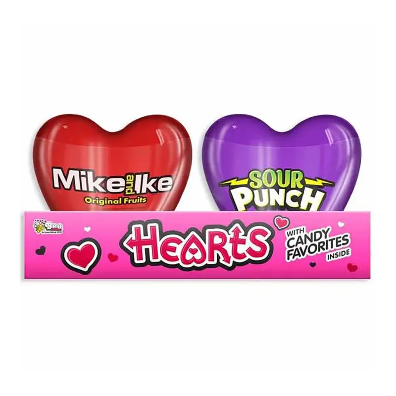 Bee International Valentine Candy Filled Plastic Hearts: 12-Piece Box