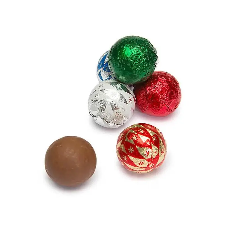 Foiled Milk Chocolate Christmas Ornaments: 2LB Bag