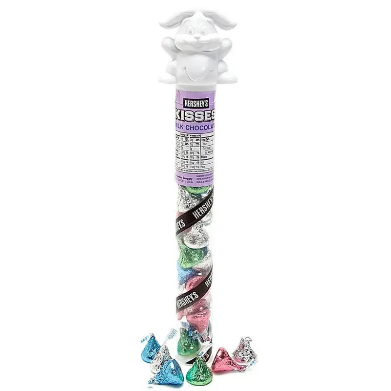 Hershey's Kisses Pastel Foiled Milk Chocolates Filled Bunny Tube