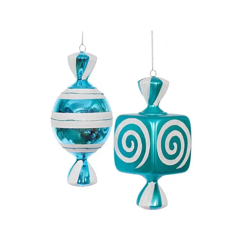 Teal Blue Large Candy Ornaments - 8 Inch: 2-Piece Box