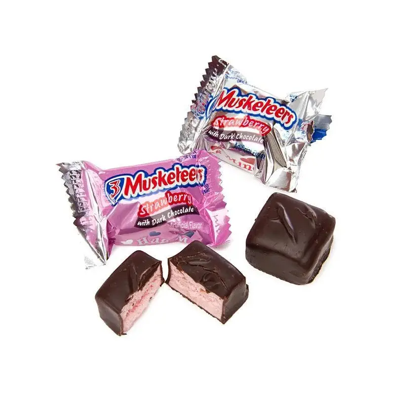 Valentine 3 Musketeers Strawberry Dark Chocolate Minis Candy: 9-Ounce Bag