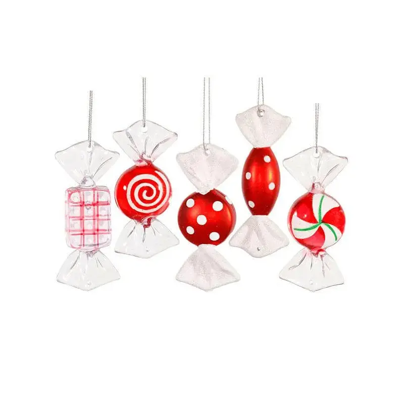 Assorted Peppermint Candy Ornaments - 3.5 Inch: 5-Piece Box