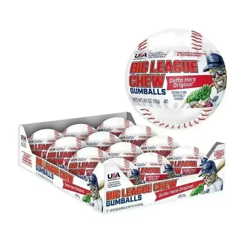 Big League Bubble Gum Baseball Packs: 12-Piece Display