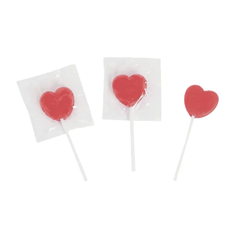 Mini Pink Heart Lollipops: 64-Piece Bag