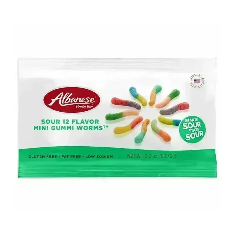 Albanese Neon Mini Sour Gummy Worms King Size Packs: 20-Piece Box