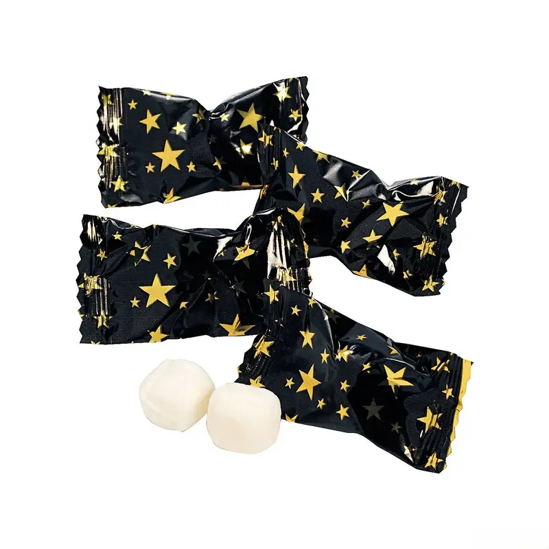 Gold Stars & Black Wrapped Butter Mint Creams: 108-Piece Bag