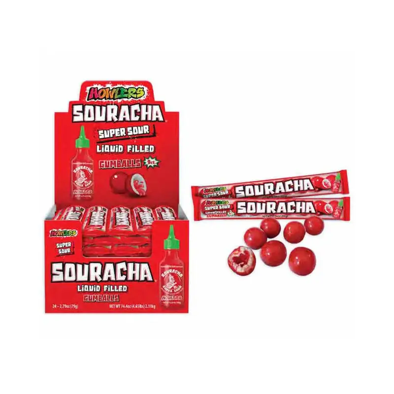 Howlers Souracha Liquid Filled Gumballs 9CT Tubes: 24-Piece Box